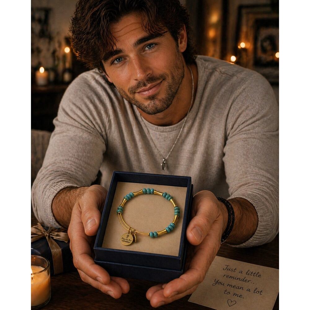 🧚🏻‍♀️ Alex and Ani Gold Tone Turquoise Color Beaded Bracelet Adjustable